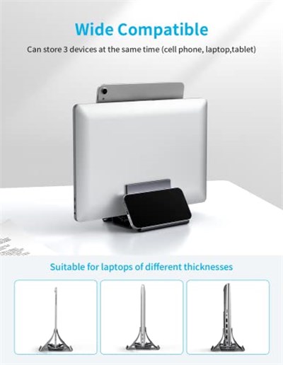 MOMAX Dikey Dizüstü Bilgisayar Standı Tutucu, Arch Gravity Otomatik Kilitleme Tutucu Depolama Yuvası, Masa Düzenleyici için Yer Tasarrufu, Tüm MacBook/iPad/Dell/Chromebooka Uyar, Çift Dizüstü
