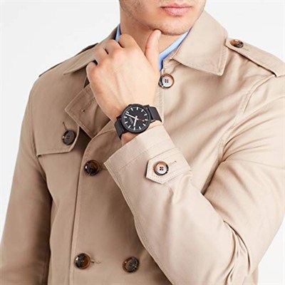 Mondaine - Essence - Herrenuhr 41mm - Bahnhofsuhr in Schwarz schwarzem Armband aus recycelten Rohstoffen - 30m Wasserdicht nachhaltig - Mehrere Varianten - Hergestellt in der Schweiz