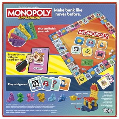 Monopoly App Bankacılık Masa Oyunu | Uygulama Etkin Oyun | Akıllı Cihazlara Bağlantılar | 8+ Yaş | 2 ila 6 Oyuncu | 45 Dakika | Çocuklar için Aile Oyunları | Noel Çorap Doldurucular