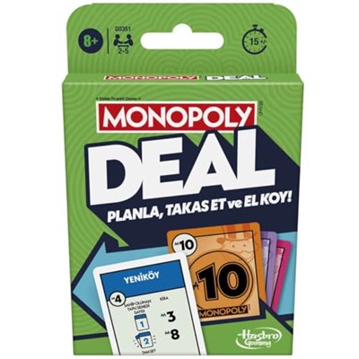 Monopoly Deal Kart Oyunu | Hızlı Oynanan Kart Oyunu | Aileler ve Çocuklar İçin Eğlenceli Oyun | 8 Yaş ve Üzeri | 2-5 Oyuncu | 15 Dakika | Seyahat Oyunu | Türkçe Versiyon