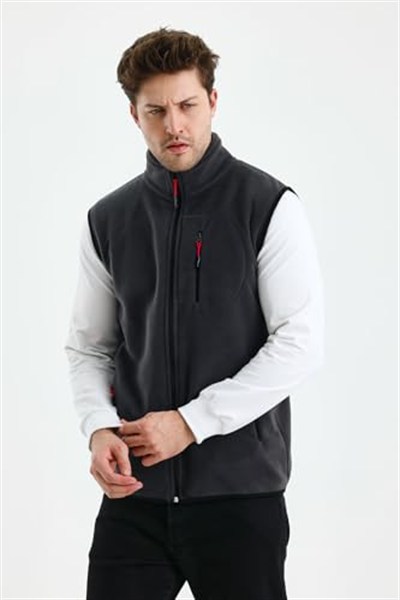 Monox Erkek Tam Fermuarlı Spor Polar Yelek