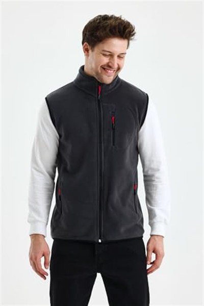 Monox Erkek Tam Fermuarlı Spor Polar Yelek