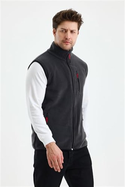 Monox Erkek Tam Fermuarlı Spor Polar Yelek