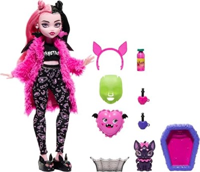 Monster High Bebek ve Pijama Partisi Aksesuarları, Draculaura Doll Pet Yarasa Sayısı Muhteşem, Creepover Partisi, HKY66