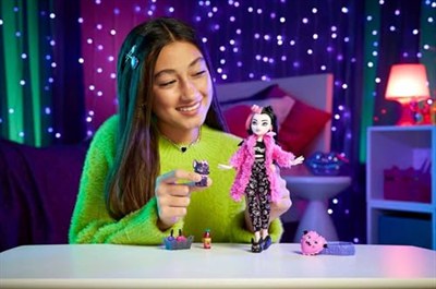 Monster High Bebek ve Pijama Partisi Aksesuarları, Draculaura Doll Pet Yarasa Sayısı Muhteşem, Creepover Partisi, HKY66