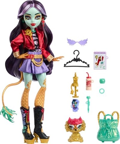 MONSTER HIGH JINAFIRE LONG™ Monster High Jinafire Long bebek, köpekçiği Cloudy Yun Yun ve 7 aksesuar HYV58