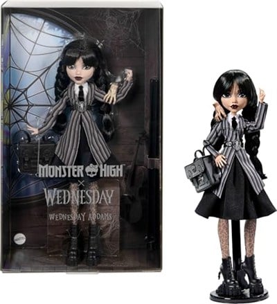 Monster High Wednesday Okul Üniformalı Bebek, 3Y+, HXJ04