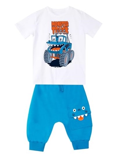 Monster Truck Erkek Çocuk T-shirt Kapri Şort Takım