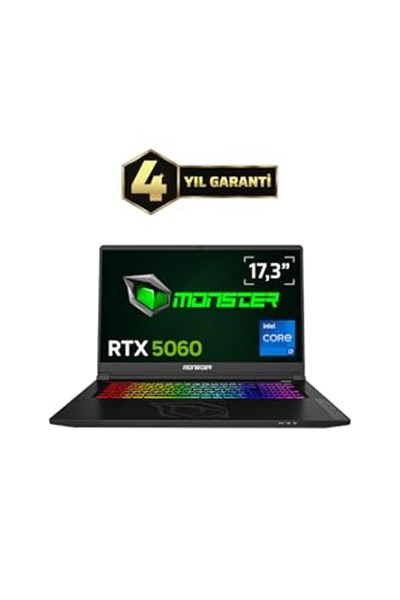 Monster Tulpar T7 V26.2.14 Intel Core i7 13620H 24GB RAM 1TB SSD 8 GB RTX 5060 Freedos 17,3