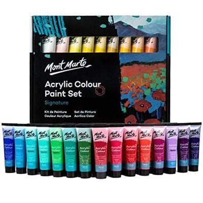 Mont Marte Signature Akrilik Boya Seti, 36 renk x 36 ml, Yarı Mat Kaplama, Tuval, Ahşap, MDF, Deri, Havayla Kurutulmuş Kil, Sıva, Karton, Kağıt ve El Sanatları için Uygun