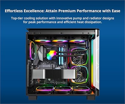 Montech HyperFlow ARGB 360mm-AIO CPU Sıvı Soğutucu-Intel LGA 1700/1200/15X/2066, AMD AM3/AM4/AM5 Soketler için-Geliştirilmiş 3100 - Seçenekler: 360 mm AIO Siyah, 240 mm AIO Siyah, ARGB yok 360mm Siyah
