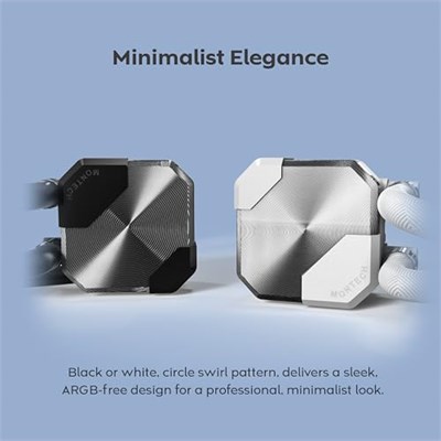 MONTECH HyperFlow Silent 360 Siyah – Ultra Sessiz AIO Sıvı CPU Soğutucu, 3100 RPM Pompa, Üçlü Sessiz Fan, Üstün Isı Dağılımı için - Seçenekler: ARGB yok 360mm Siyah, 240 mm AIO Siyah, 360 mm AIO Siyah