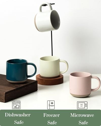 Morandi Renkli Seramik Mini Espresso Bardak Seti 4lü - Çift Çekim 158 ml Kulplu Kahve Kupaları, Küçük Porselen Modern Stil Demitasse Bardakları Çay, Latte, Kapuçino, Bulaşık Makinesinde