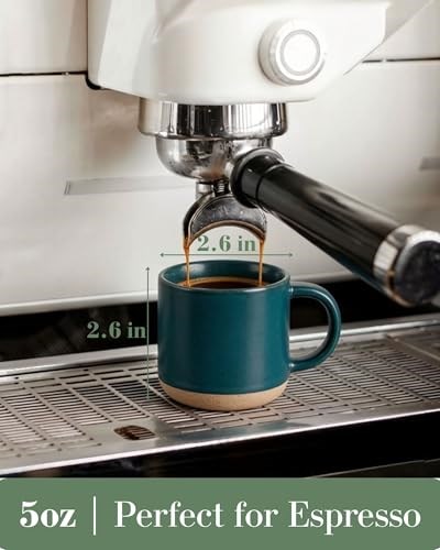 Morandi Renkli Seramik Mini Espresso Bardak Seti 4lü - Çift Çekim 158 ml Kulplu Kahve Kupaları, Küçük Porselen Modern Stil Demitasse Bardakları Çay, Latte, Kapuçino, Bulaşık Makinesinde