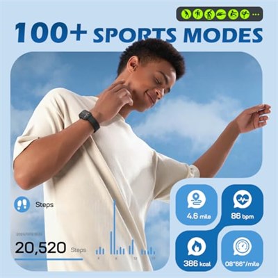 MorePro AIR2 Fitness İzleyici, 7/24 Nabız ve Kan Basıncına Sahip Akıllı Saat, Adım Kalori Sayacı, Uyku Monitörü, IP68 Su Geçirmez Fitness Saati, Kadın Erkek Andriod iOS için (Siyah)