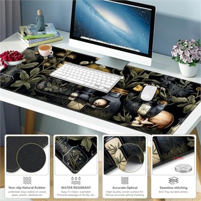 Mouse Pad Bilek Destek Seti: Siyah Academia Bilgisayar Masası Mat, Büyük Mousepad + Klavye ve Fare Bilek Dayanakları + Bardak Altlığı, Ergonomik Masa Pedi Kolay Yazma Ağrı kesici - Mistik Yeşil