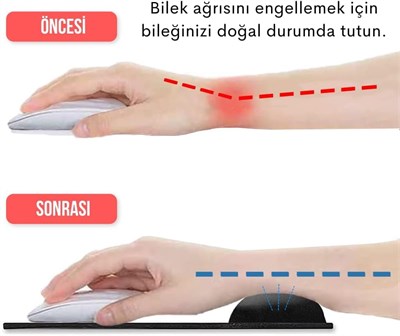 Mouse Pad Bilek Destekli Jel Mouse Pad,Ergonomik Kaymaz Taban,Oyun ve Ofis için Fare Altlığı,Suya Dayanıklı, Renk Seçenekli, 26x21cm İdeal Ölçü (Siyah)