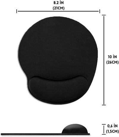 Mouse Pad Bilek Destekli Jel Mouse Pad,Ergonomik Kaymaz Taban,Oyun ve Ofis için Fare Altlığı,Suya Dayanıklı, Renk Seçenekli, 26x21cm İdeal Ölçü (Siyah)