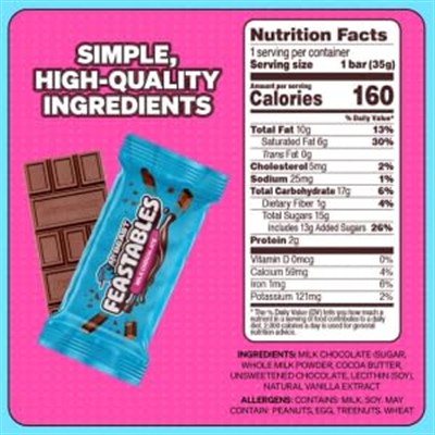 Mr Beast Feastables Sütlü Çikolata Bar - Otla Beslenen Süt ve Organik Kakao - 60g