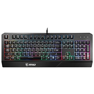MSI GG VIGOR GK20 TR GAMING KEYBOARD RAINBOW ARKA AYDINLATMA ANTIGHOSTING MEMBRAN SIVI DOKULMESINE DAYANIKLI OYUNCU KLAVYESI TURKCE Q, Siyah