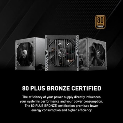 MSI MAG A650BN ATX PC güç kaynağı (650 Watt, modüler değil, 80 Plus Bronz, siyah)