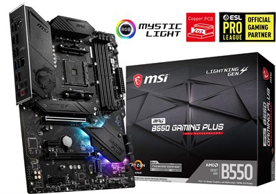 MSI Mpg B550 Gaming Plus AM4 DDR4 Bellek 4400(OC) HDMI DP M.2 USB3.2 RGB ATX, Siyah