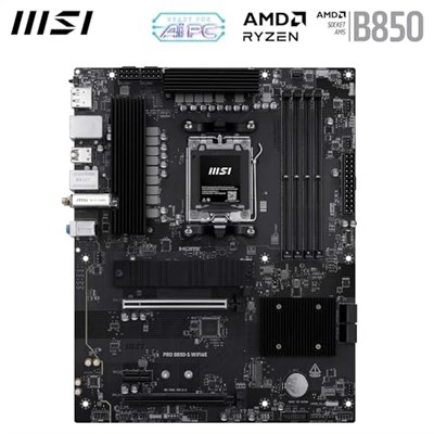 MSI PRO B850-S WIFI6E, AM5 Anakart, DDR5 8200MHz(OC), HDMI DP, 2x M.2, USB 10Gbps, 2.5G LAN, Wi-Fi 6E, ATX