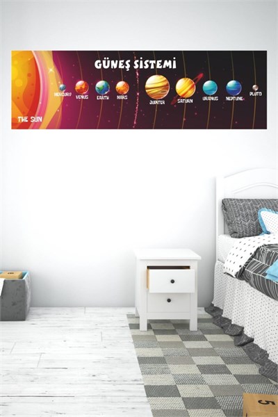 MSticker-Güneş Sitemi, Uzay Çocuk Bebek Odası Duvar Sticker