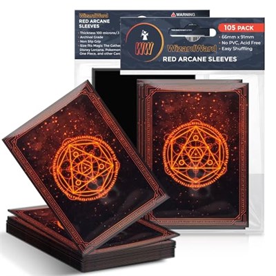 MTG Kart Kılıfları (Kırmızı Arcane) 105li Paket - Pürüzsüz Karıştırıcı MTG Kollar 100 Mikron Kalınlık -66 mm x 90 mm Magic the Gathering Kart Kılıfları
