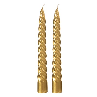 Mudo Home 2li̇ Burgulu Şamdan Mum Gold 18cm