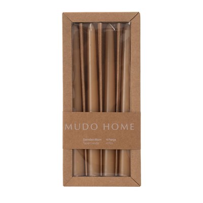 Mudo Home 4lü Şamdan Mum Bej 25cm
