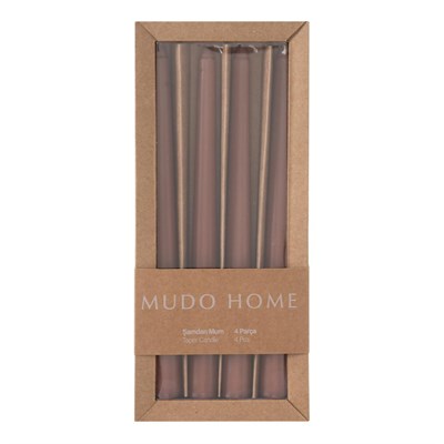 Mudo Home 4lü Şamdan Mum Latte 25cm