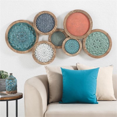 Mudo Home Aurora Renkli̇ Ahşap Duvar Dekoru 127x8.5x65cm