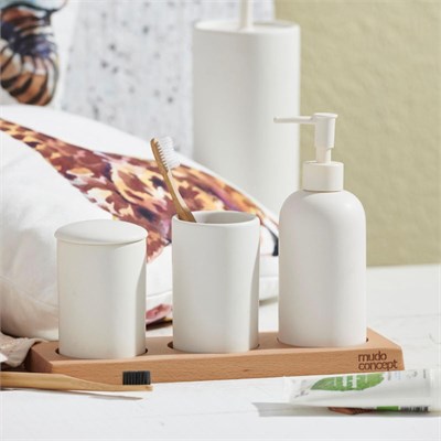 Mudo Home Mat Beyaz 5li̇ Kutulu Banyo Seti̇