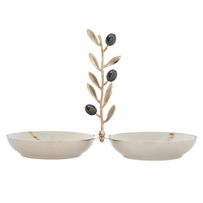 Mudo Home Olive İki̇li̇ Dekorati̇f Sunumluk 25x12x18 Cm