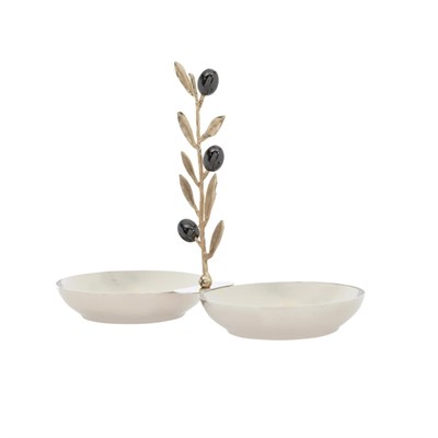 Mudo Home Olive İki̇li̇ Dekorati̇f Sunumluk 25x12x18 Cm