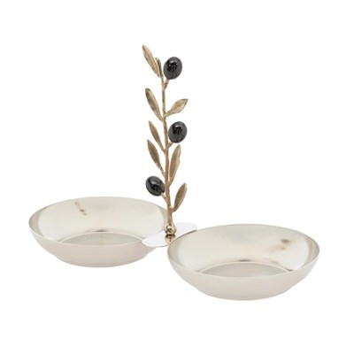 Mudo Home Olive İki̇li̇ Dekorati̇f Sunumluk 25x12x18 Cm
