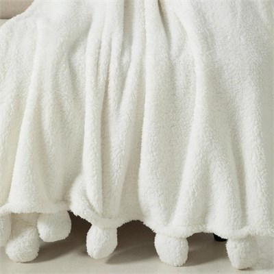 Mudo Home Ponponlu Di̇z Üstü Battani̇ye Ekru 130x160