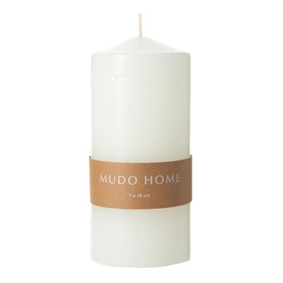Mudo Home Sütun Mum Beyaz 7x15 Cm