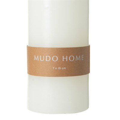 Mudo Home Sütun Mum Beyaz 7x15 Cm