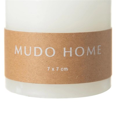 Mudo Home Sütun Mum Beyaz 7x7 Cm