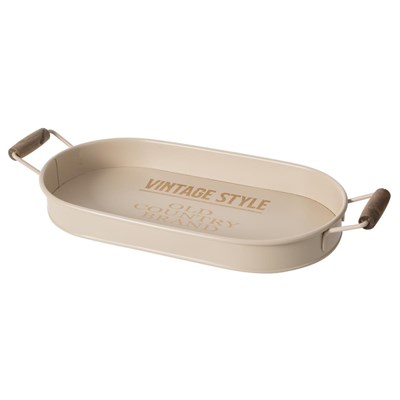 Mudo Home Vetra Oval Tepsi̇ Bej 44x22 Cm