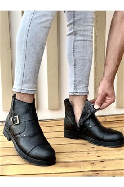 Muggo M1001 Su&soğuk Geçirmez Kürklü Garantili Unisex Kışlık Fermuarlı Bot Kauçuk Taban Sağlam