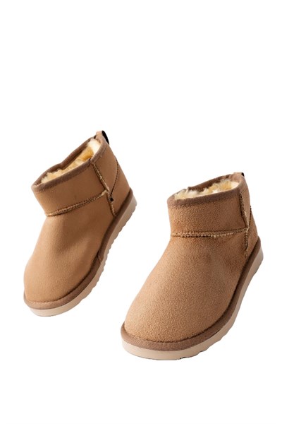 Muggo SNOW Garantili Unisex Çocuk Kalın Taban İçi Tüylü Günlük Mini Yarım Bot