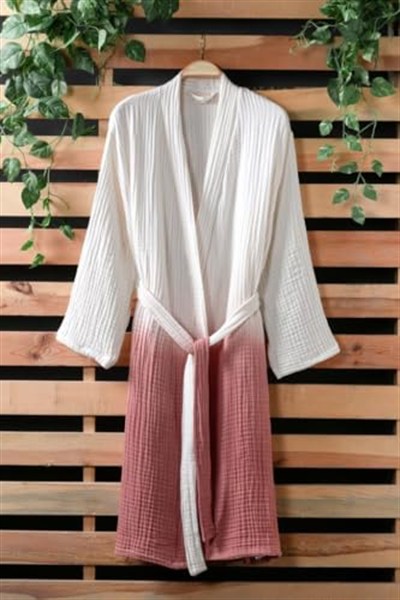 Mulberry Osimhen Müslin Gölgeli Bornoz%100 Pamuk Kırmızı L/Xl