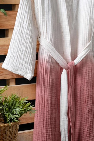 Mulberry Osimhen Müslin Gölgeli Bornoz%100 Pamuk Kırmızı L/Xl