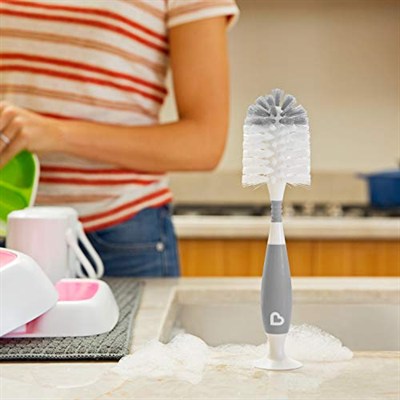 Munchkin® Biberon ve Küçük Parça Temizleme Seti, Yüksek Kapasiteli Bulaşık Makinesi Sepeti ve Kıl Şişe Fırçası içerir, Gri