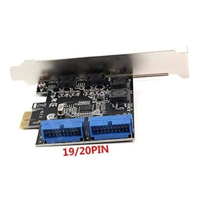 Mustpoint PCI-E X1 - 2 Bağlantı Noktası 19 Pin USB 3.0 Başlık PCI Expressden Çift 20 Pin USB 3.0 Kartı