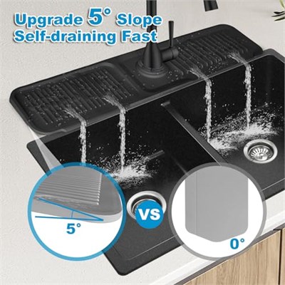 Mutfak Evyesi Sıçrama Koruması, 24 inç Lavabo Bataryası Mat Sıçrama Koruması, Lavabo Suyu Sıçrama Koruması, Musluk Koruması ve Boşaltma Matı, Silikon Lavabo Koruması, Mutfak Lavabo İçin Musluk Matı,