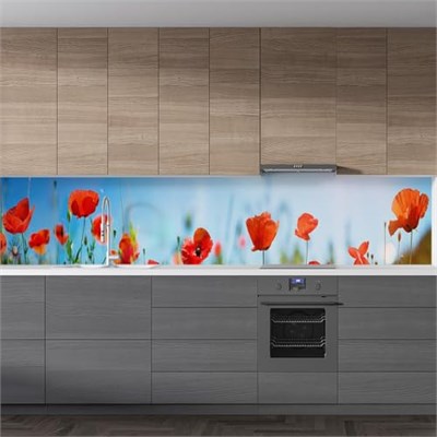Mutfak Tezgah Arası Folyo Fayans Kaplama Folyosu Gelincikler 60x500 CM